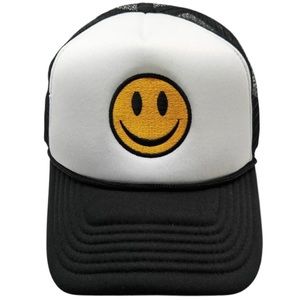 Black two tone smile trucker hat